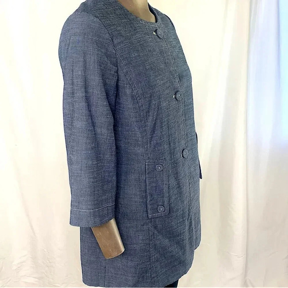 Rafaella Button Down 3/4 Sleeve Blazer Lightweight Jacket Size 8 Slate Blue - Picture 3 of 13